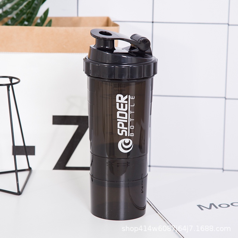 Bình Lắc Whey Bình Nước Thể Thao Tập Gym Shaker Đựng Protein BCAA 3 Ngăn Tiện Dụng 500 ML