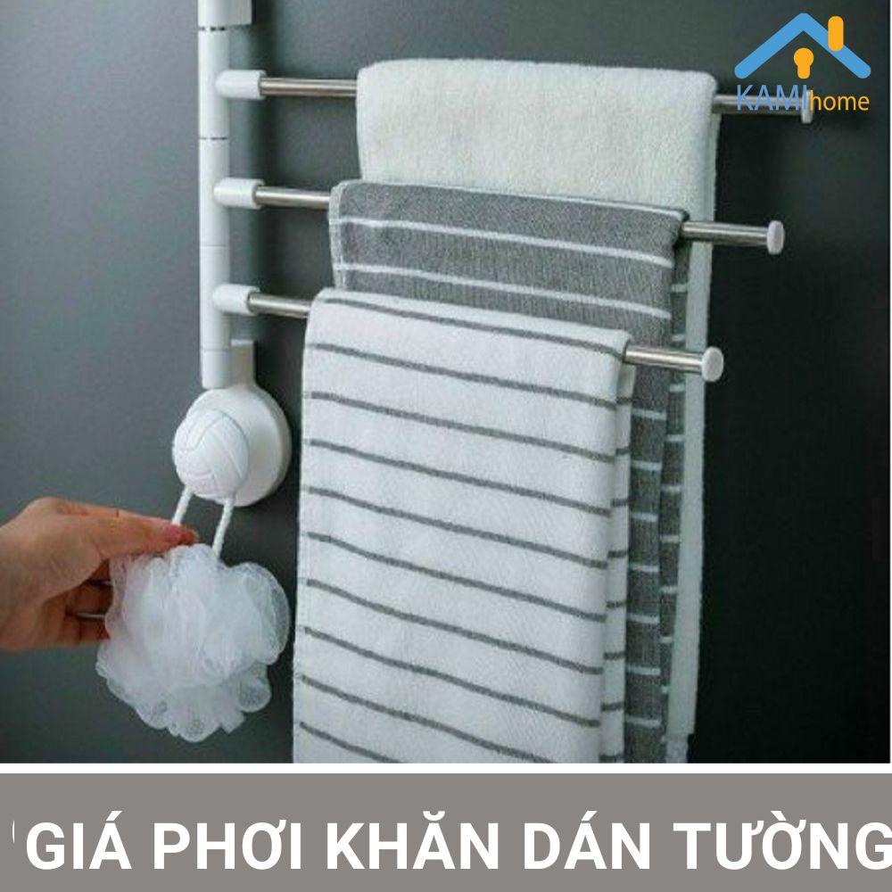 Giá phơi khăn và đồ bếp dán tường 3 Thanh kim loại lắp ghép KM 70055b
