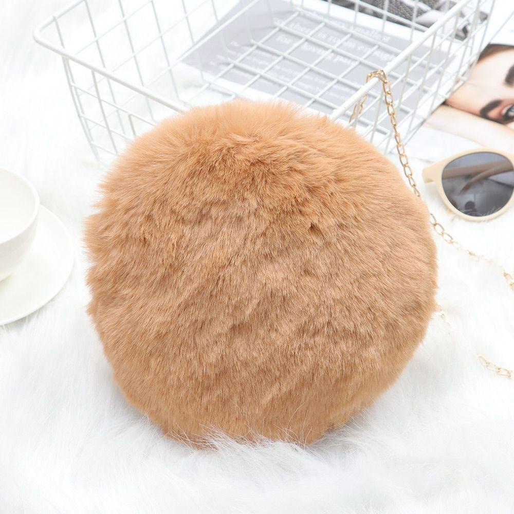 Túi Đeo Chéo Lông Xù Hình Tròn Thời Trang Dành Cho Nữ