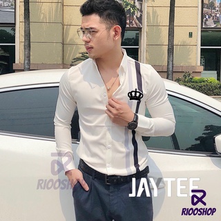 [XẢ KHO] Áo sơ mi nam nữ dài tay lụa phối sọc đứng hoàng gia cực chất RSM018