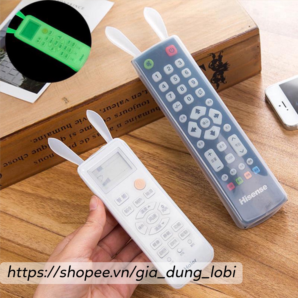 Vỏ bọc điều khiển tivi điều hòa vỏ bọc silicone chống bụi tai thỏ dễ thương