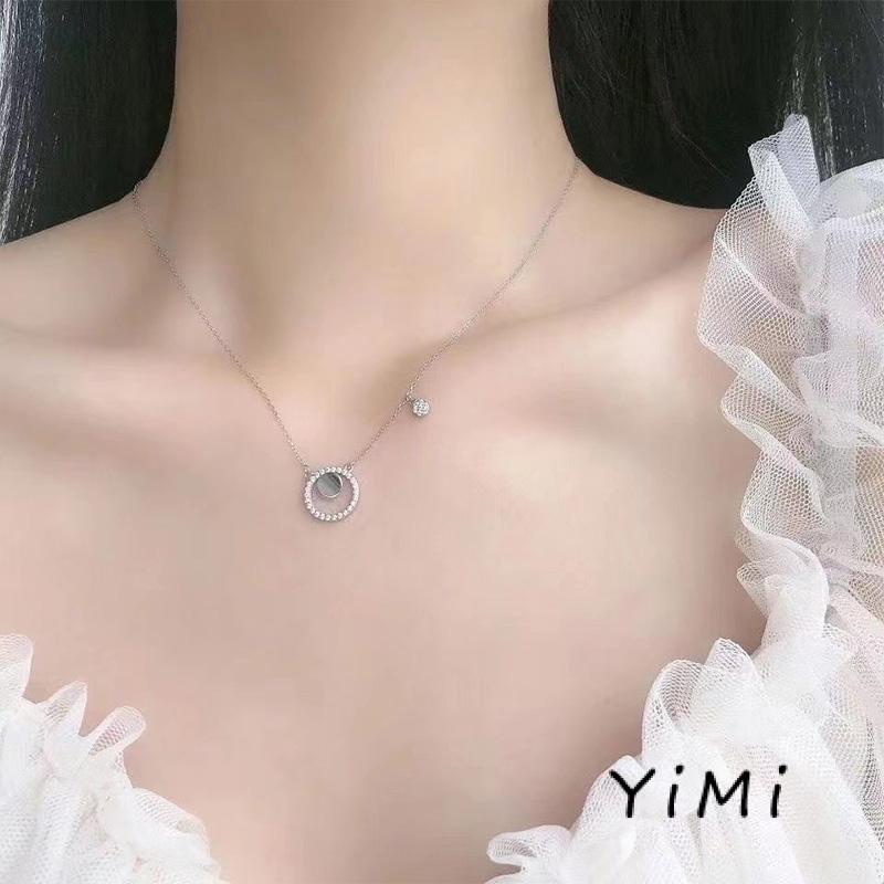 Niche Vòng cổ Mặt Đĩa Nhỏ Đính Kim Cương Nhân Tạo Nhẹ Nhàng Sang Trọng