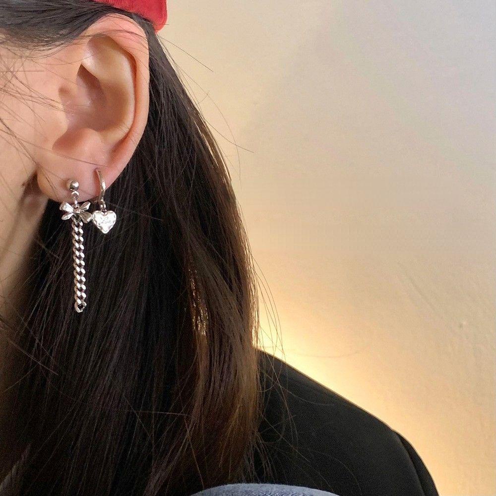 Khuyên Tai Dạng Chuỗi Thắt Nơ Phong Cách Punk Hip Hop Cá Tính