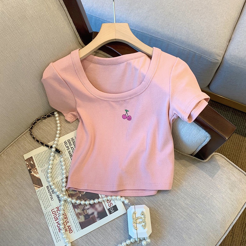 Áo Thun Nữ Ngắn Tay In Hình Quả Cherry Thời Trang Mùa Hè Hàng Mới