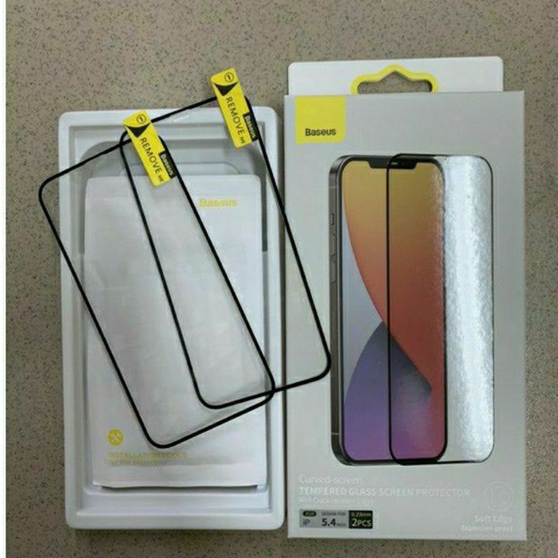 Bộ 2 kính cường lực Baseus iPhone 13 pro max/13 pro/13/13 mini/ 12 Mini/ 12/ 12 Pro/ 12 Pro Max Full màn hình viền mềm