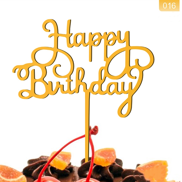 Bộ phụ kiện trang trí bánh họa tiết chữ Happy Birthday độc đáo