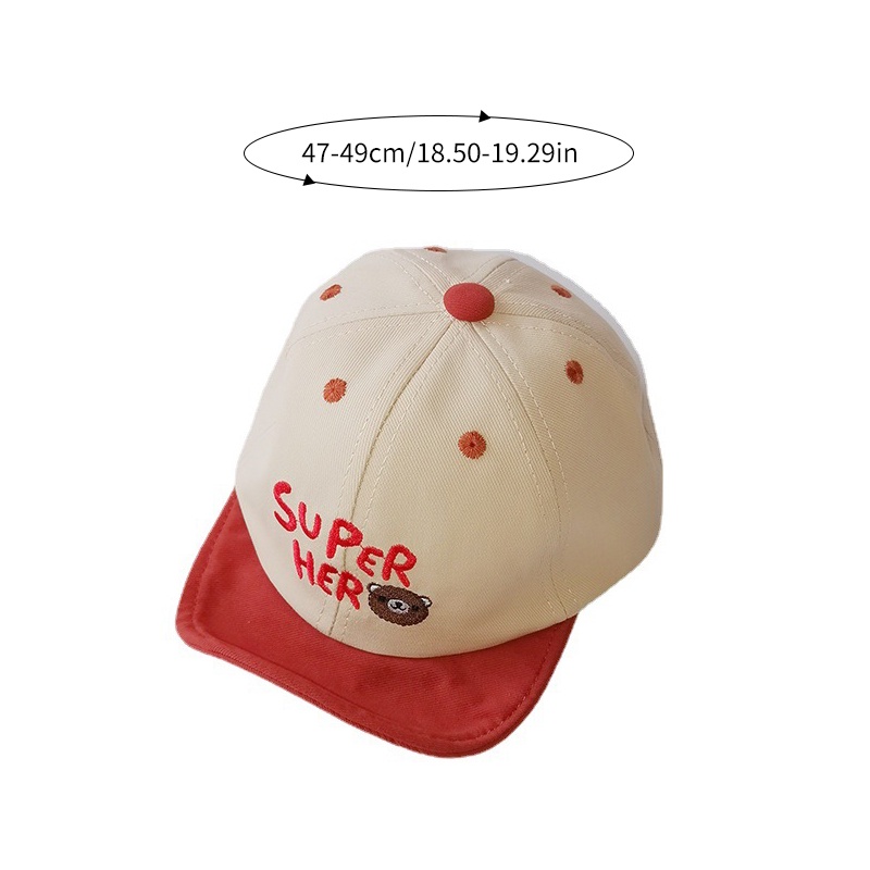 Mũ lưỡi trai thêu chữ cái và gấu dễ thương cho bé