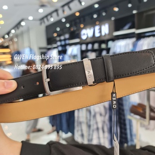 OWEN - (FREESHIP) Thắt lưng nam OWEN 100% da thật, mặt đen nhám, khóa trượt Mã - BELT81327