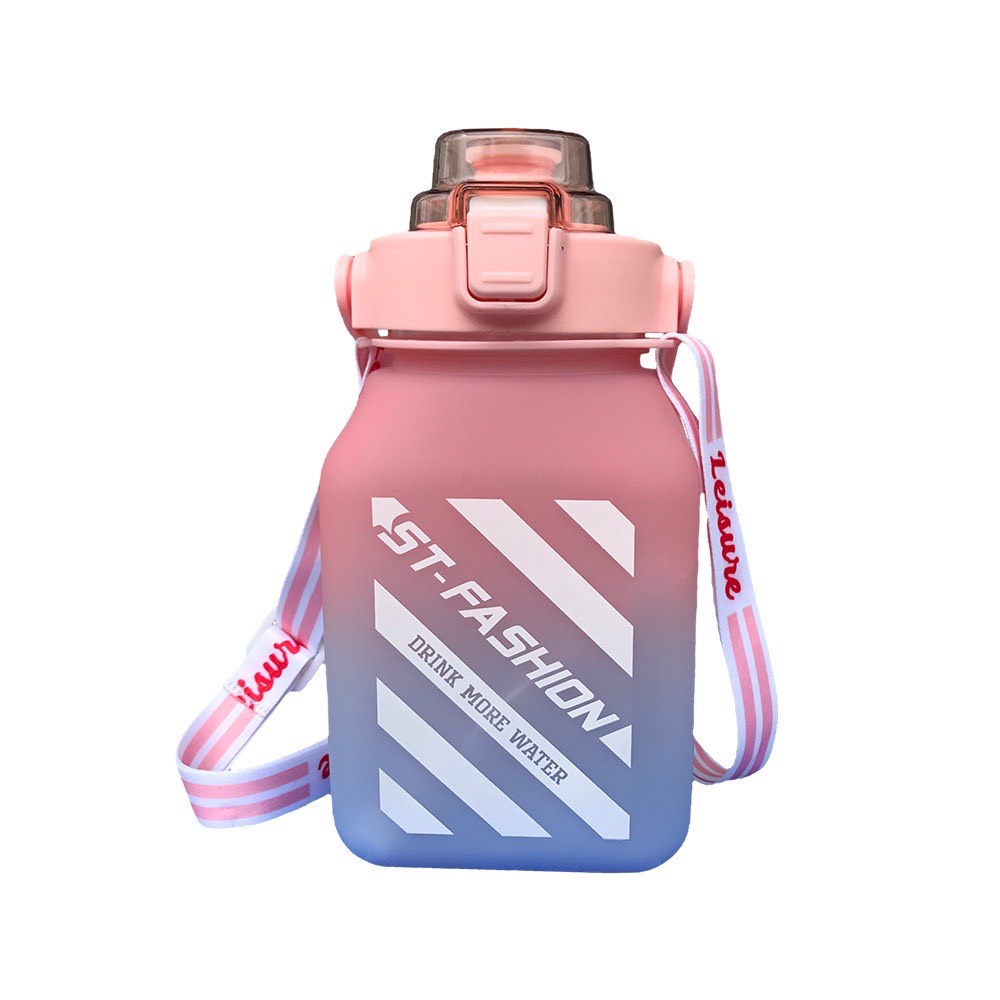 Bình Nước 1.5l❤️FREESHIP❤️Bình Vuông Kèm Dây Đeo Cực Tiện Lợi Kèm Stick Xinh Xắn Dễ Thương