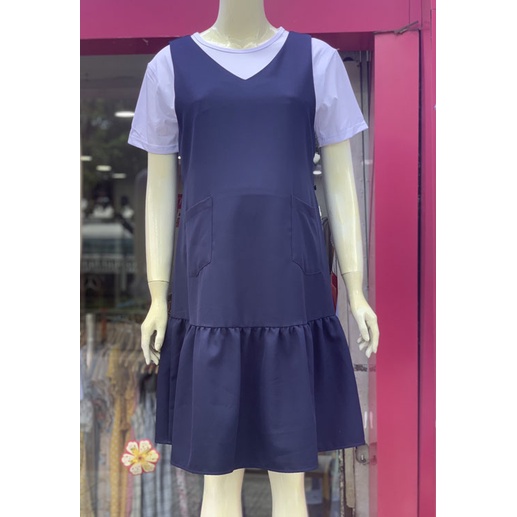 [Size 40 đến 80kg] Đầm yếm bầu rời công sở vải cao cấp thoáng mát thấm mồ hôi có size 80kg đuôi cá dễ thương dài qua gối