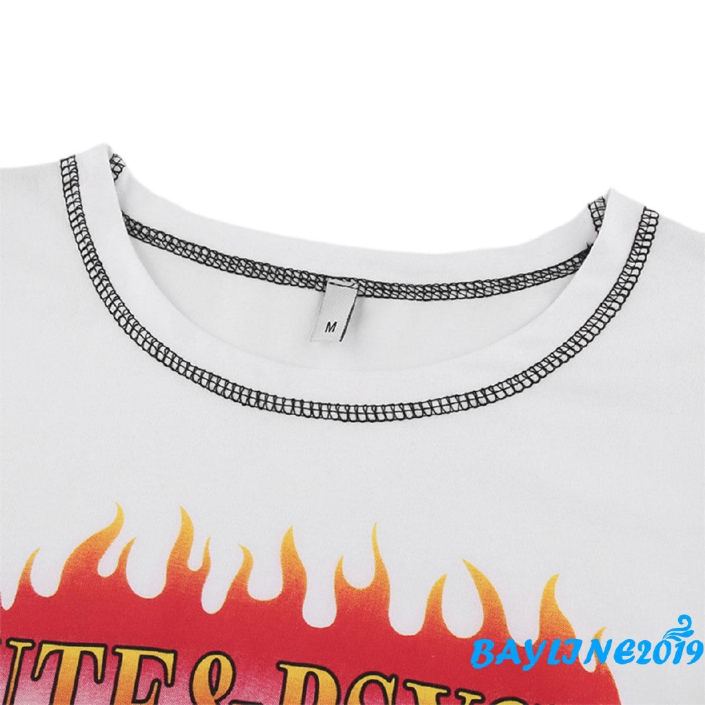 Áo Croptop Tay Ngắn In Chữ Thời Trang Nữ