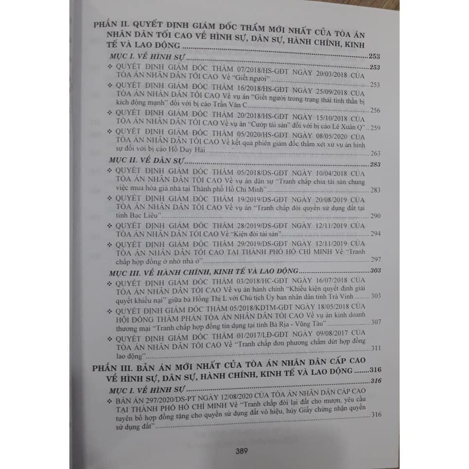 Sách- Tuyển chọn quyết định giám đốc thẩm và bản án của tòa án nhân dân tối cao và hệ thống 39 án lệ