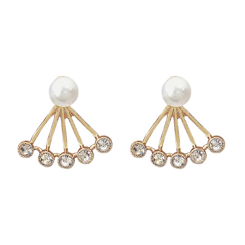 Khuyên Tai Hình Quạt Đính Đá Zircon Siêu Cổ Tích Thời Trang Hàn Quốc Sáng Tạo Cá Tính