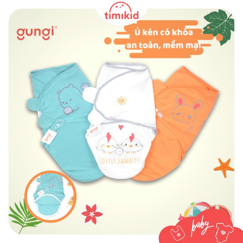 Ủ Kén GUNGI Cho Bé Sơ Sinh, Khăn Quấn Cho Bé Có Khóa Chân Thay Bỉm Chất Liệu Thoáng Mát