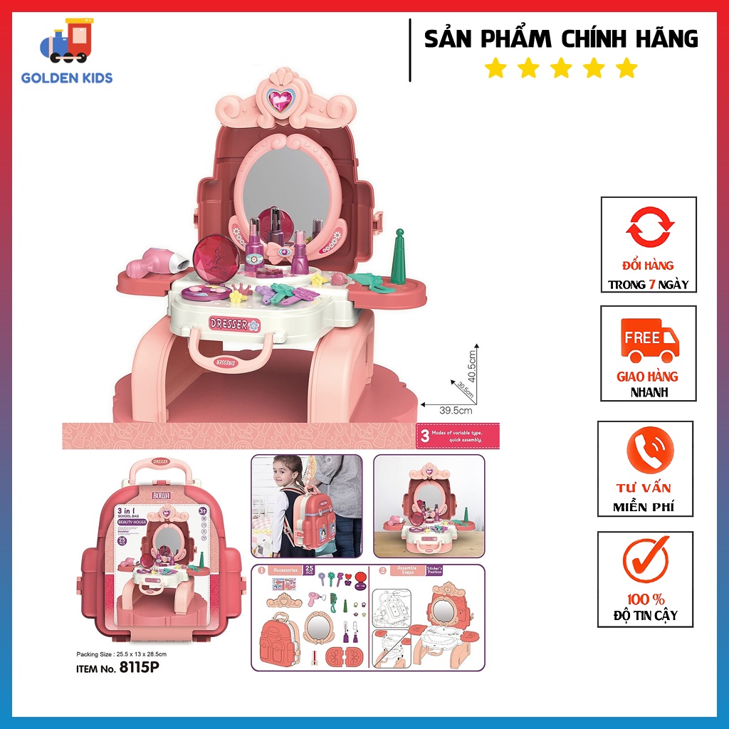 Đồ chơi hộp trang điểm BOWA 8115P - Cặp đồ trang điểm cho bé 25 chi tiết- Đồ chơi trẻ em