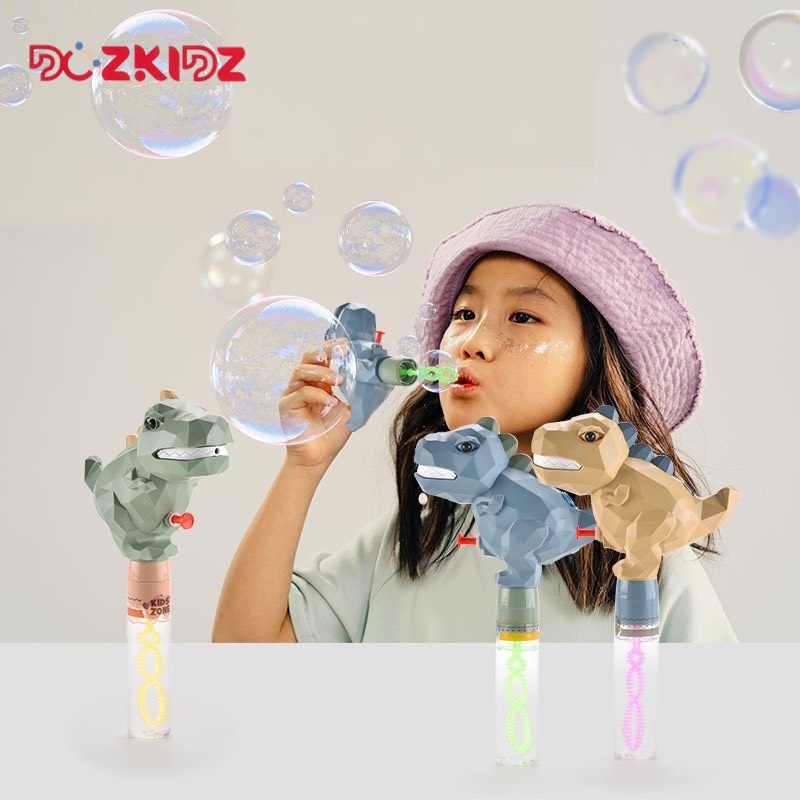 Súng nước hình khủng long kết hợp thổi bong bóng, đồ chơi trẻ em từ 3 tuổi trở lên - DOZKIDZ