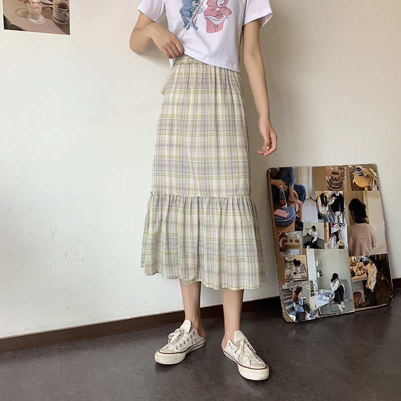Fashion women's plaid skirt A-line skirt