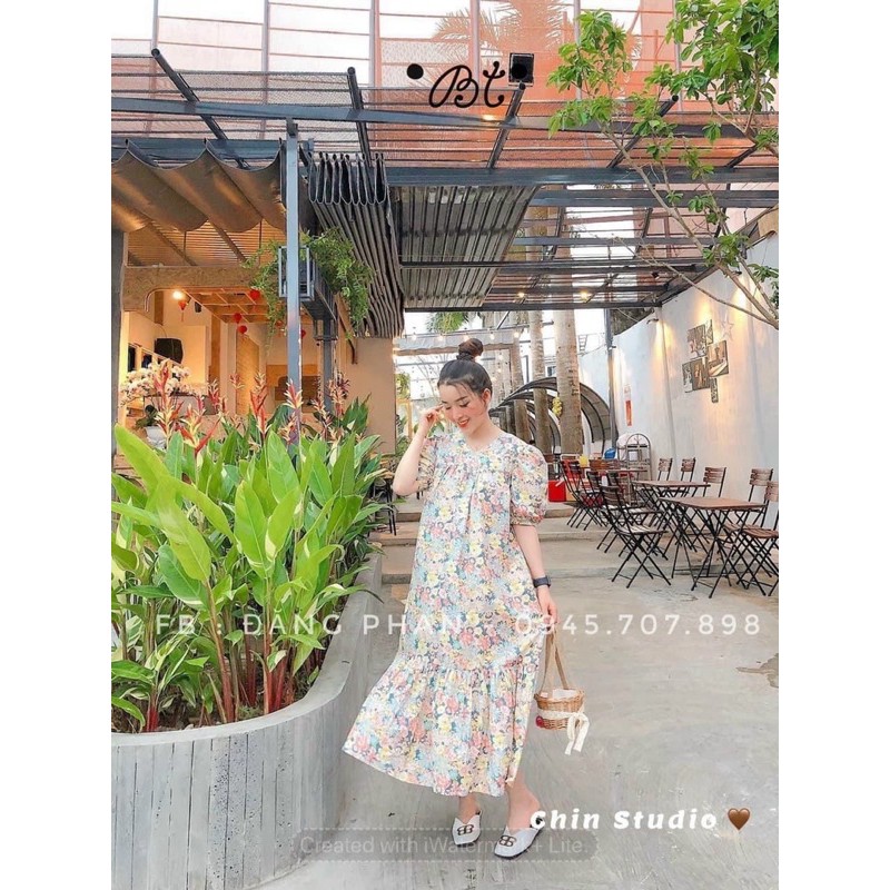 Đầm hoa 2021 dáng dài - hàng qc ảnh thật