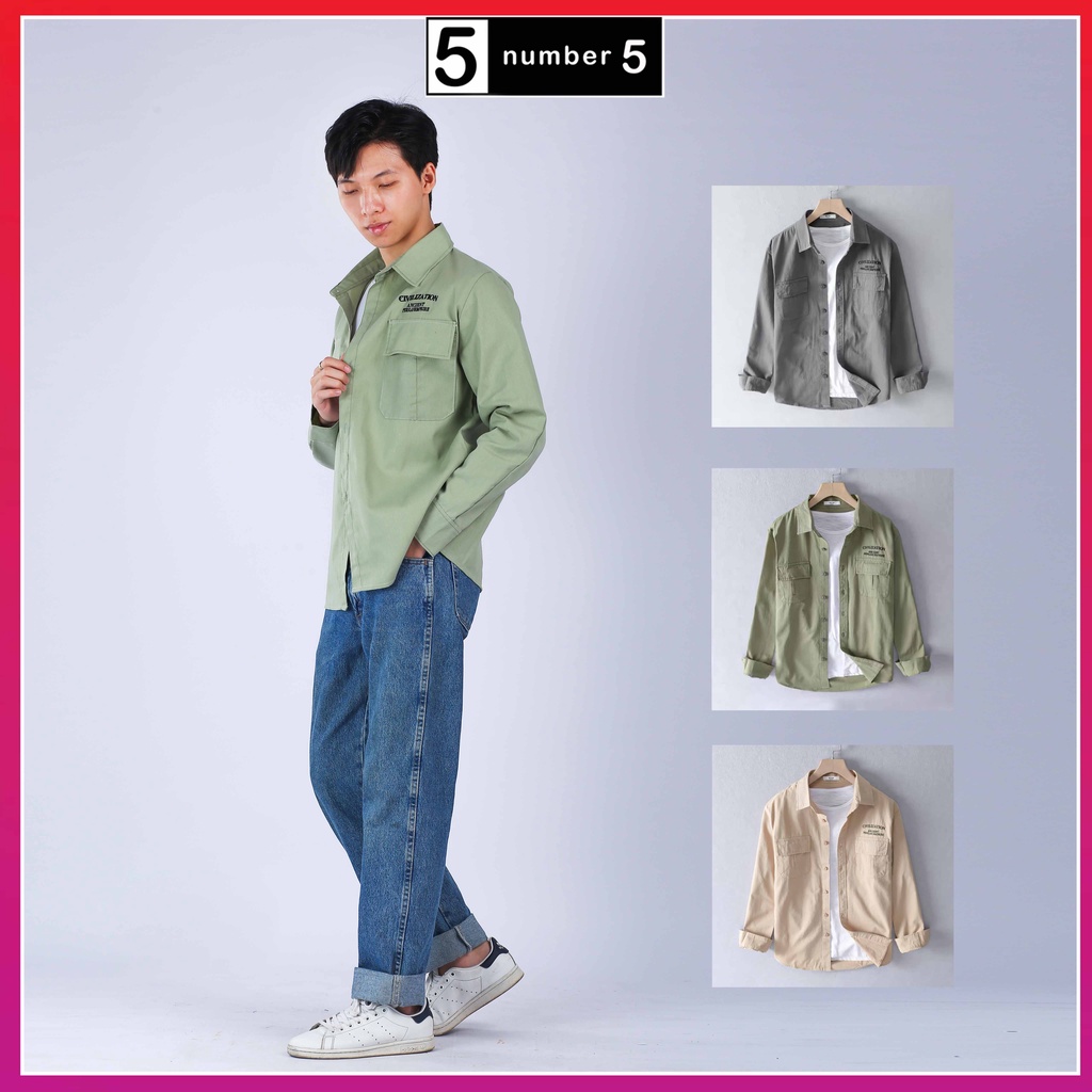 Áo Sơ Mi Basic 2 Túi Ngực Chất Kaki Cao Cấp, Áo Sơ Mi Nam Nữ Cực Đẹp