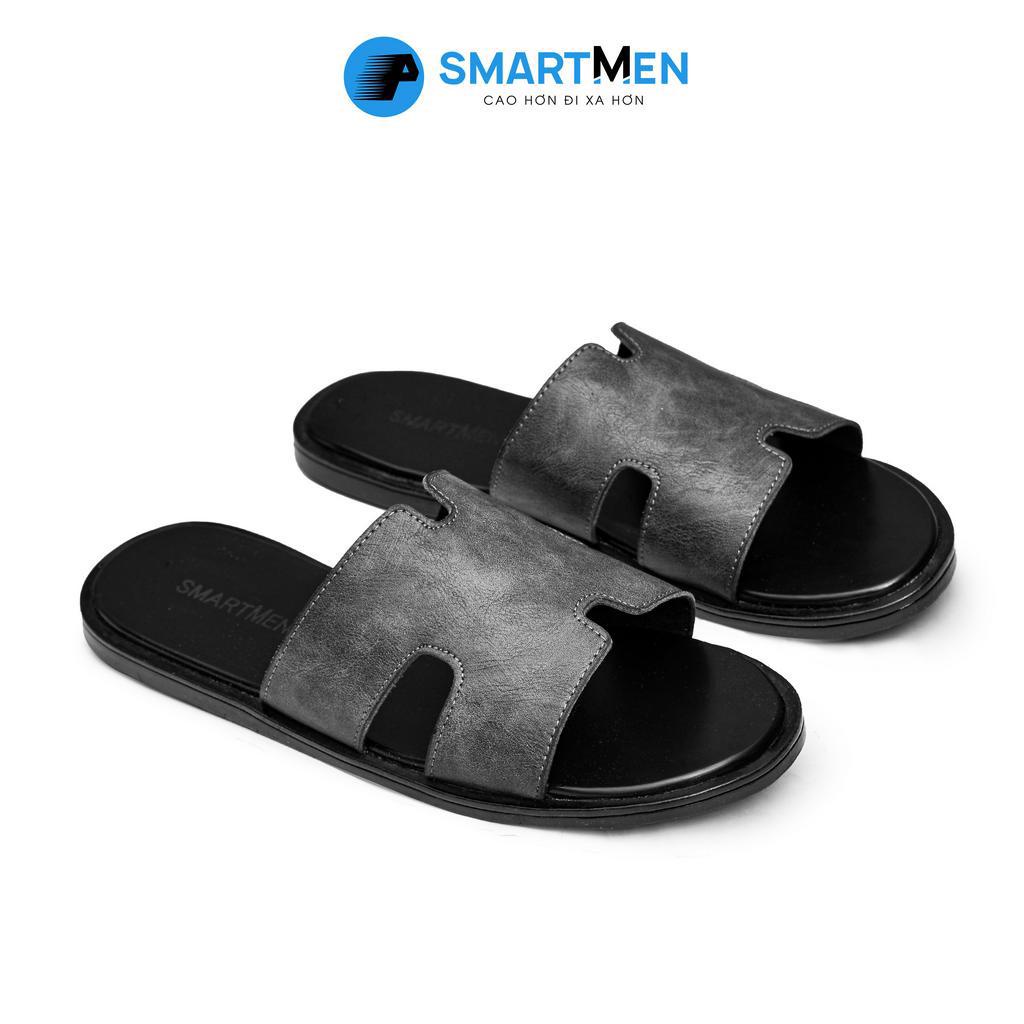 Dép da nam quai ngang SMARTMEN DE-01 Xám