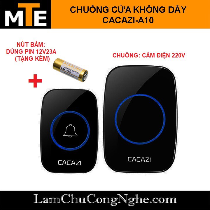 Chuông cửa không dây CACAZI A10 - 1 nút bấm