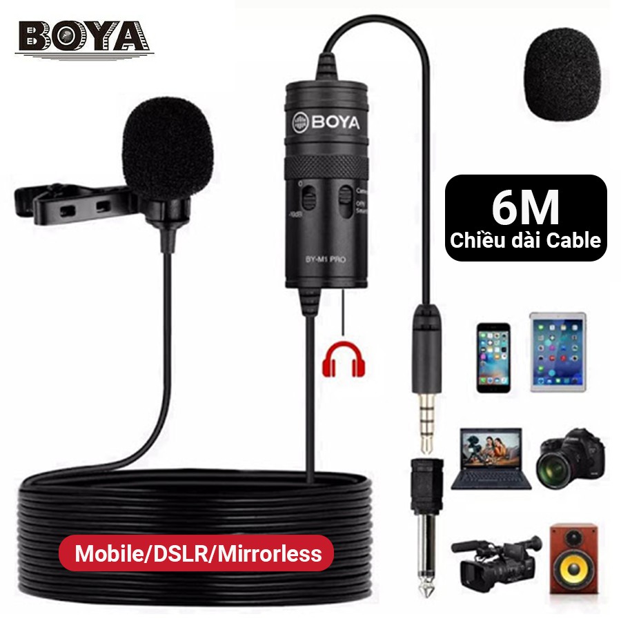 [Mã ELHACE giảm 4% đơn 300K] Micro cài áo Boya BY M1 - Hỗ trợ ghi âm cho điện thoại, máy ảnh DSLR, máy quay