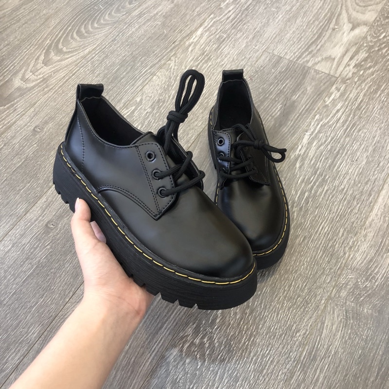 Giày Boots Oxford Dr Marten Cổ Thấp Da Trơn
