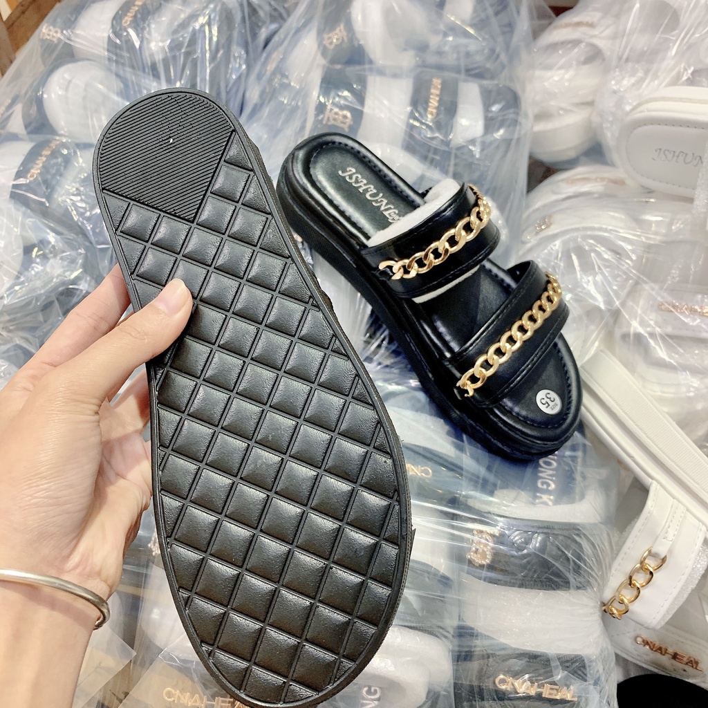dép 2 quai dây xích đế xuồng mẫu mới (rẻ vô địch ) ( PU 2CM QUAI XÍCH)