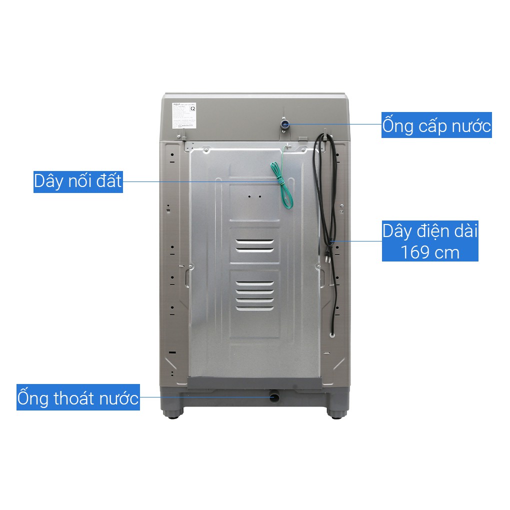 Máy giặt Aqua Inverter 9 Kg AQW-DK90CT(S) -Tự khởi động khi có điện, Vệ sinh lồng giặt, Vắt cực khô, giao miễn phí HCM