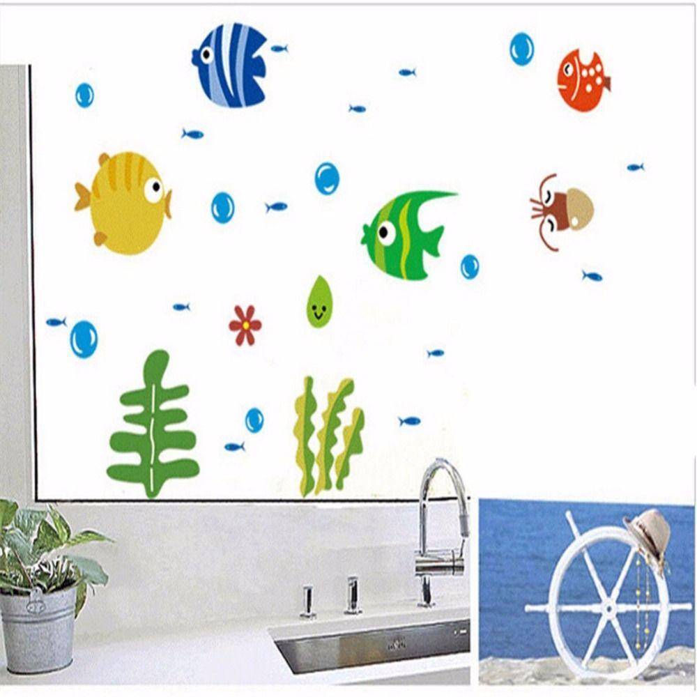 Miếng Dán Tường Hình Cá Hoạt Hình Trang Trí Phòng Bé