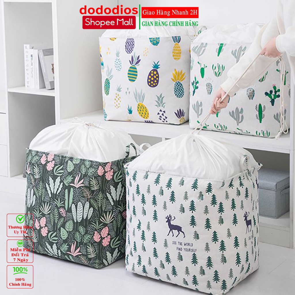 Giỏ đựng quần áo bằng vải cỡ lớn 100 lít đa năng có thể gấp gọn vintage xinh xắn dododios