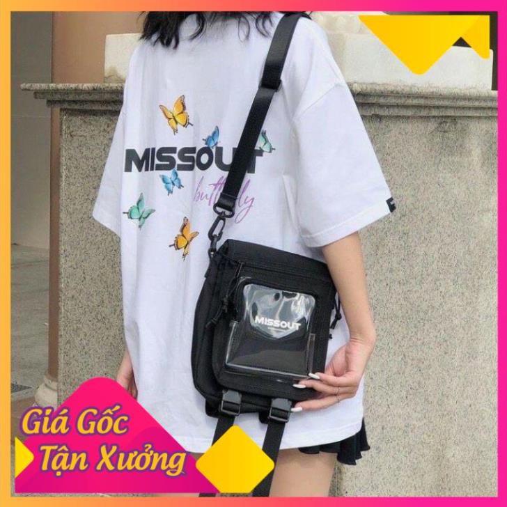 [Rẻ Vô Địch] Túi Đeo Chéo Missout cho nam nữ Giá rẻ nhất thị trường; màu đen vải bố chống nước