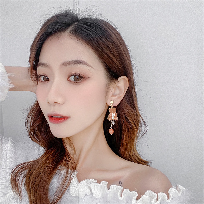 [Augustcloth | AugustJewelry] Bông tai/ Hoa tai nơ và gấu đỏ dễ thương