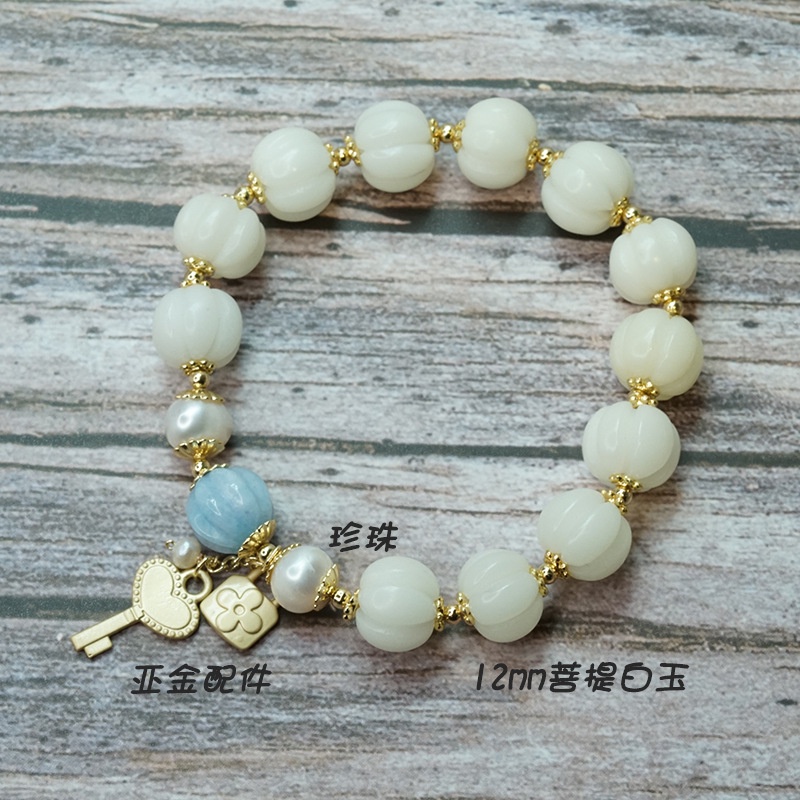 Vòng Tay Chuỗi Hạt Màu Vàng/Bạc/Hoa Sen/Quả Bí Ngô/Hoa Sen/Quả Bí Ngô Phong Cách Mới Dành Cho Bạn Nữ