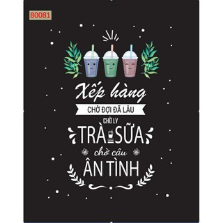Tranh dán tường 3d trang trí quán trà sữa keo sẵn