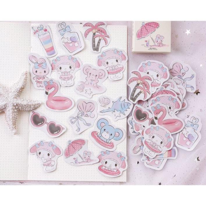 Bộ 46 Sticker Hàn Quốc hình Thỏ Xinh dán trang trí E23