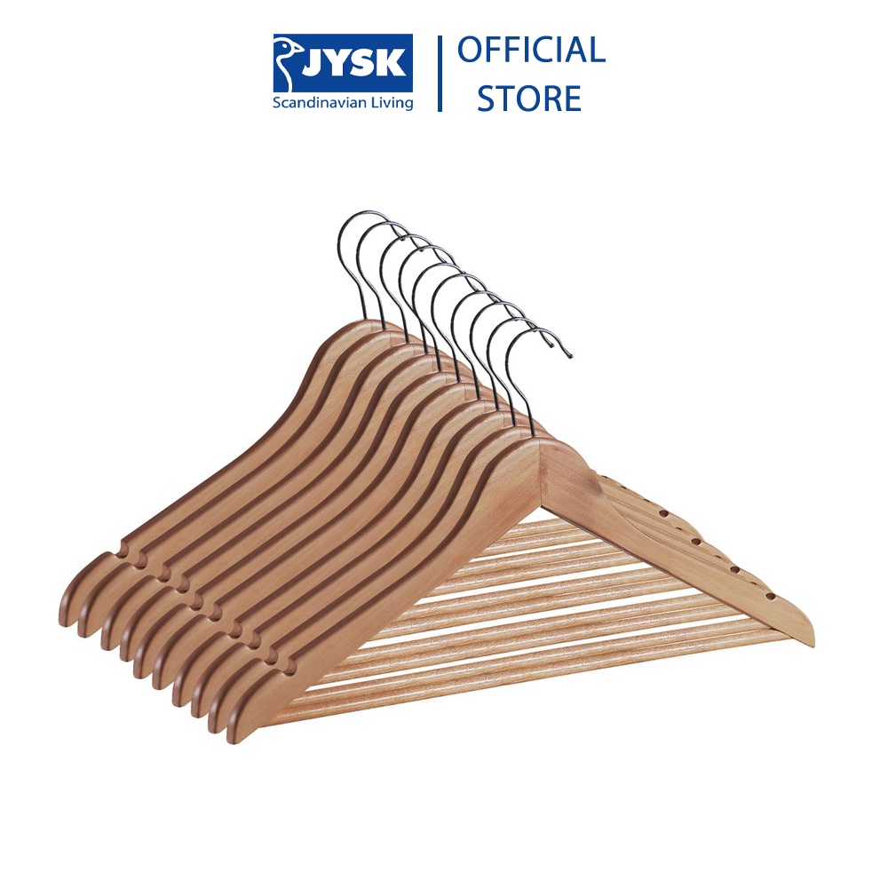 Bộ 10 móc áo | JYSK Sigfrid | gỗ tự nhiên | 44.5x23x1.2cm