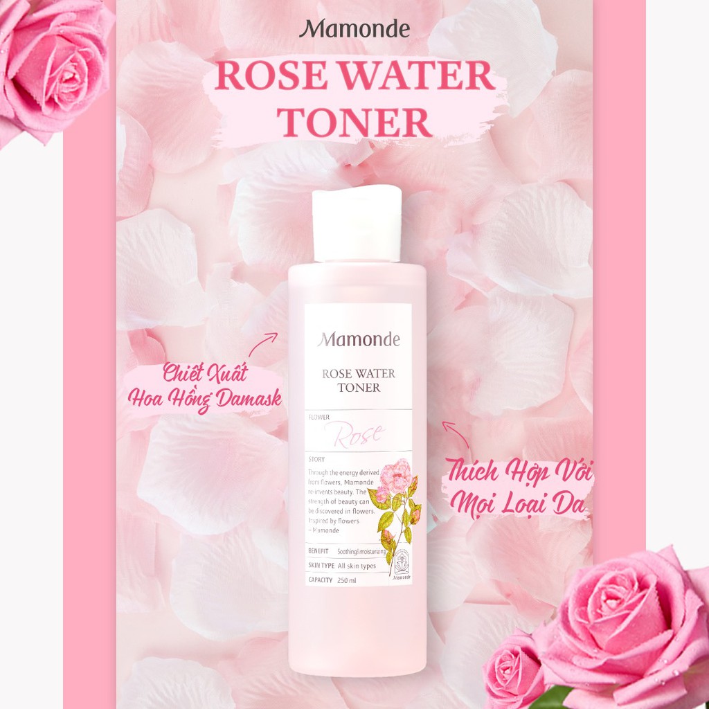 Nước hoa hồng cung cấp độ ẩm Mamonde Rose Water Toner 500ml