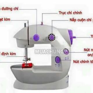 Máy may mini Sewing Machine SM-202A CMD (Trắng phối tím)
