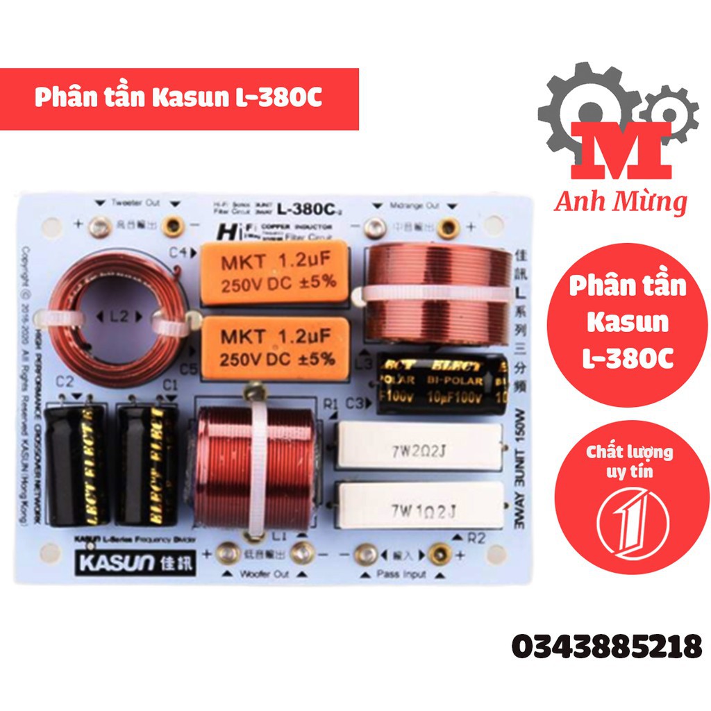 2 Phân tần KASUN L-380C 3WAY 3 đường tiếng cao 1 bas 1 trung  1treble