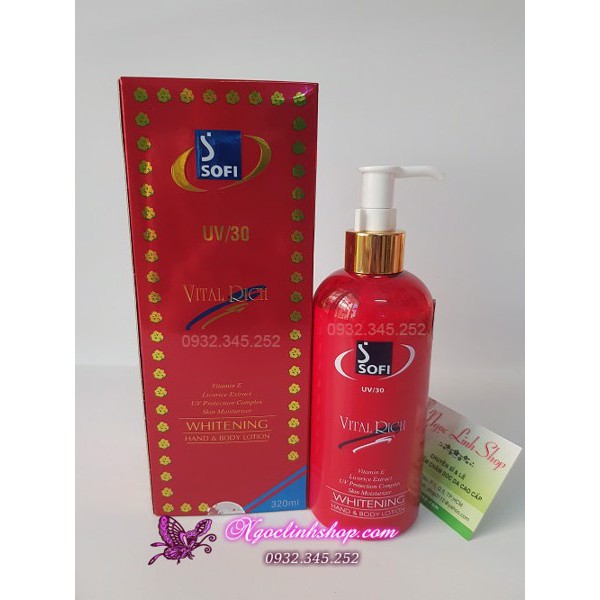 DƯỠNG THỂ SOFI VITAL RICH UV30 WHITENING HAND AND BODY LOTION 320ML CHÍNH HÃNG - 6310