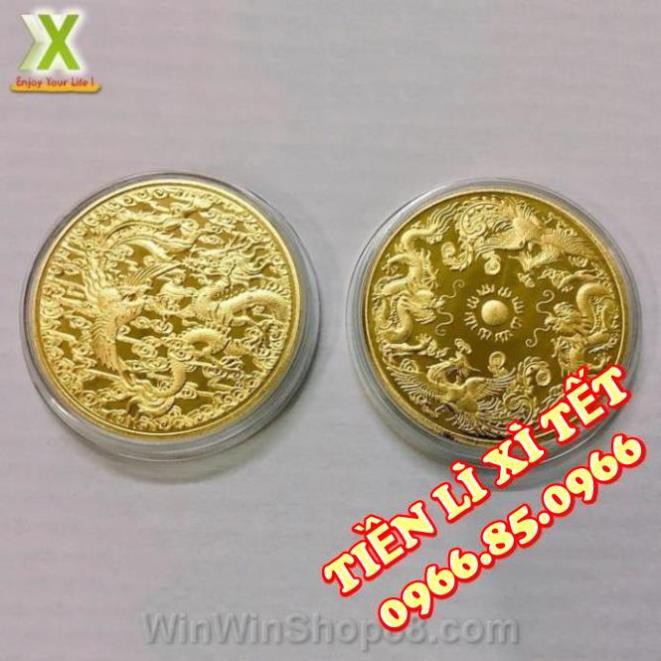 [Trợ Giá] Đồng xu Long Phụng sum vầy may mắn phong thủy tài lộc