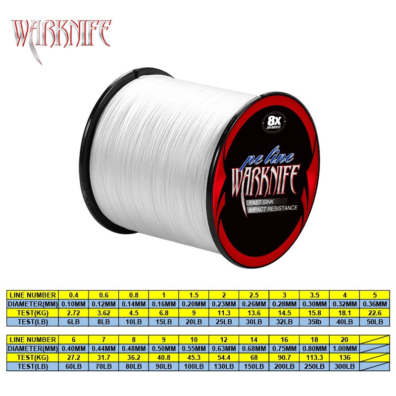 Warknife 8 Sợi 500M Cuộn Dây Câu Bện Cá Bằng X8 PE Siêu Bền Siêu Chắc ĐỦ SIZE