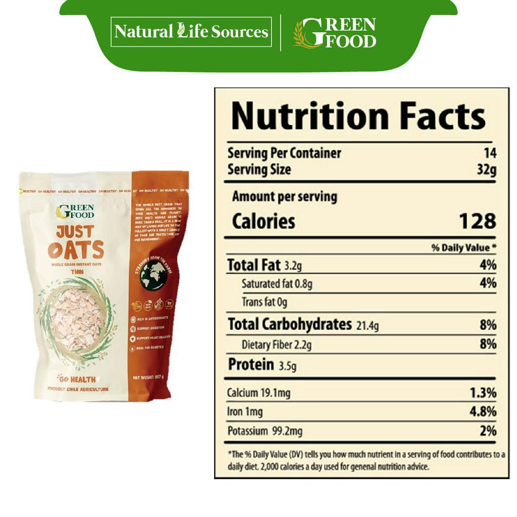 Yến mạch Chile JUST OATS nguyên chất cán dày | Túi 907g (Date 3.2024)