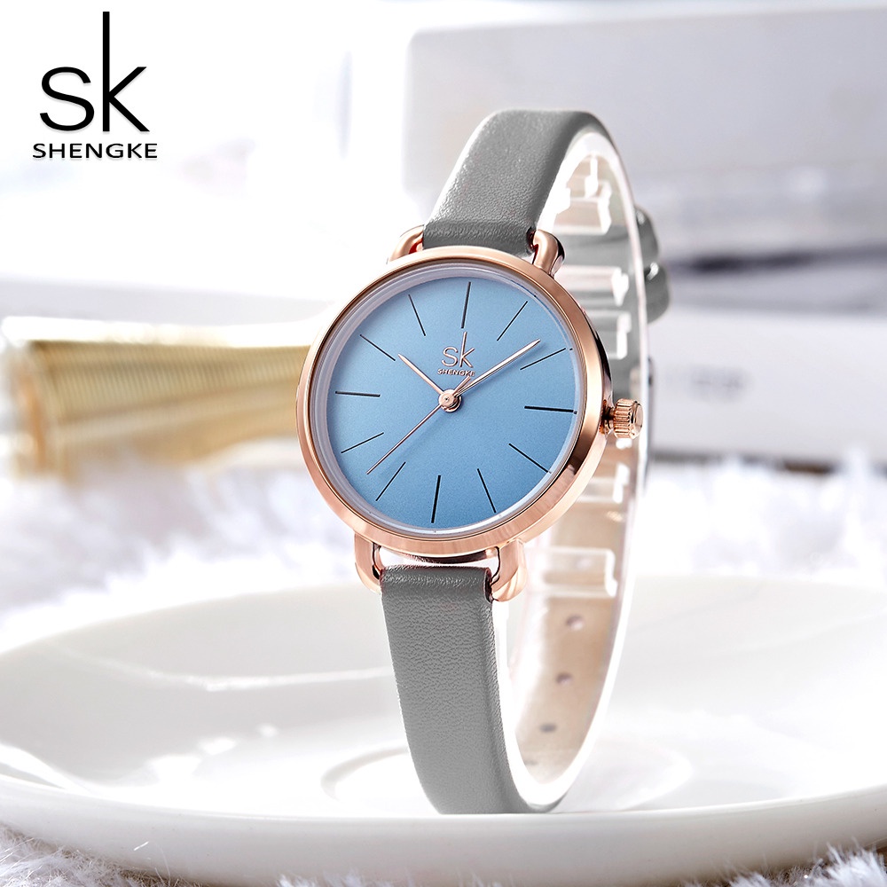 Đồng hồ SHENGKE K8021 chống nước dây da hợp thời trang cho nữ