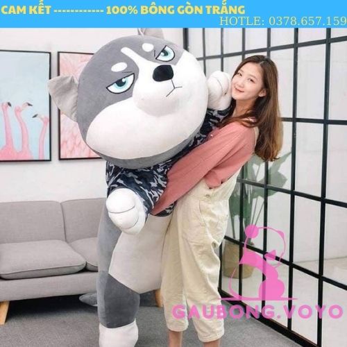 Gấu Bông Chó Husky Mặt Ngáo Nhồi Bông Hàng Cao Cấp***Gấu Bông Siêu cute.gaubong