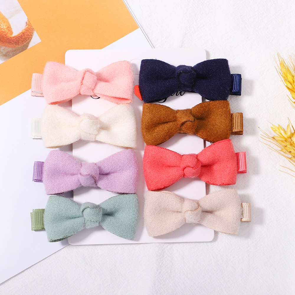 Set 8 kẹp tóc RAINBOW BOWS nơ vải cotton dễ thương cho bé gái