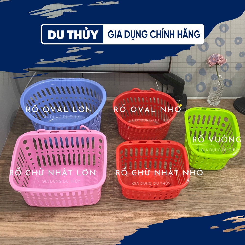 Giỏ nhựa có móc treo tiện lợi màu xanh dương, xanh lá, đỏ, hồng, nhựa pp an toàn của gia dụng Du Thủy
