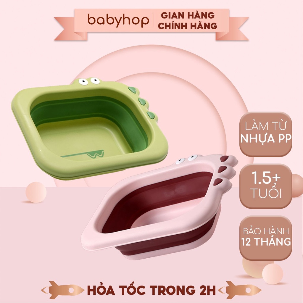 Chậu rửa mặt cho bé Babyhop gấp gọn làm từ nhựa nguyên sinh, thau rửa mặt cho bé từ 0 tuổi thành cao tiện lợi