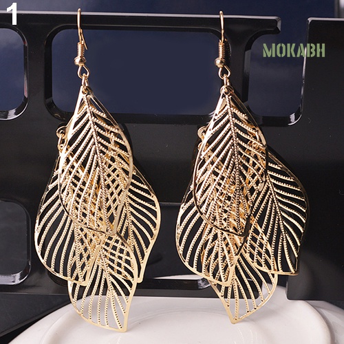 [Thời Trang] Bông Tai Móc Hình Lá Rỗng Đính Tua Rua Phong Cách Baroque Cổ Điển Cho Nữ